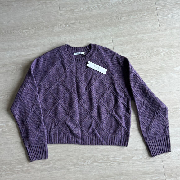 Harper Lane Stitch Fix Sweater Womens Large Purple Wool Blend Cropped Fit - Picture 1 of 12